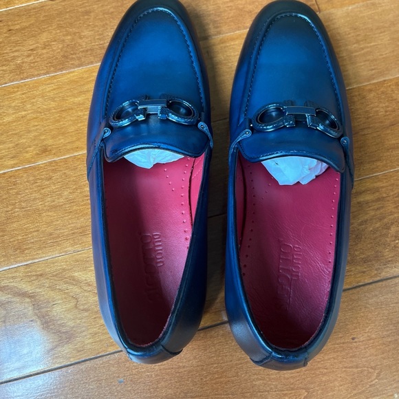 NWB Sigotto Uomo Men's Slip On Blue Leather Dress Shoes Style 3723 - Picture 4 of 11